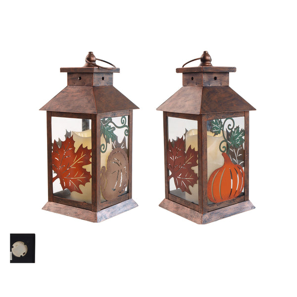 Celebrations Leaf Lantern Lighted Fall Decoration 11 in. H x 5.1 in. W 1 pk (Pack of 6)