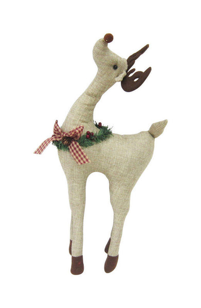 Celebrations Stuffed Reindeer Christmas Decoration Multicolored Polyester (Pack of 4)