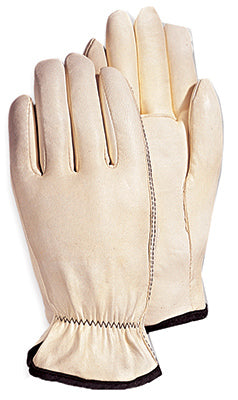 Guantes de trabajo de piel de cabra, color blanco, talla mediana