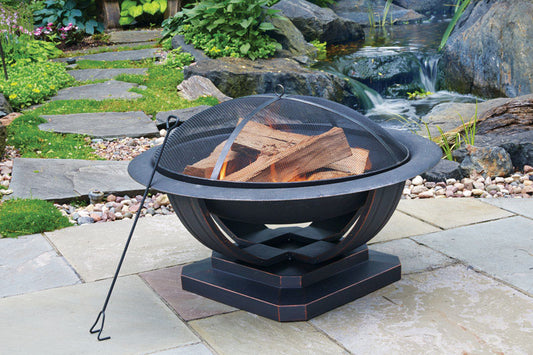 Living Accents  Round  Wood  Fire Pit  24 in. H x 35 in. W x 35 in. D Cast Iron