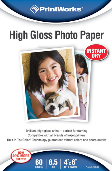 PrintWorks 00590 4 X 6 Printworks High Gloss Photo Paper 60 Count