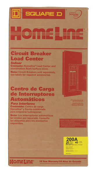 Homeline Main Breaker Load Center 200 Amp 20 Spaces 40 Circuits Boxed