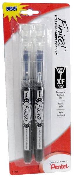 Pentel SD98BP2A Black Finito!™ Extra Fine Porous Point Pens 2 Count