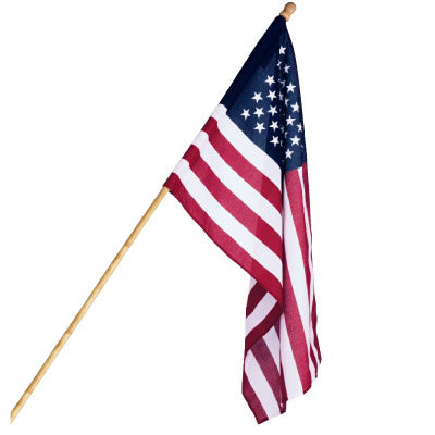 U.S. Flag Set, Polycotton, 5-Ft. Wood Pole, 2.5 x 4-Ft.