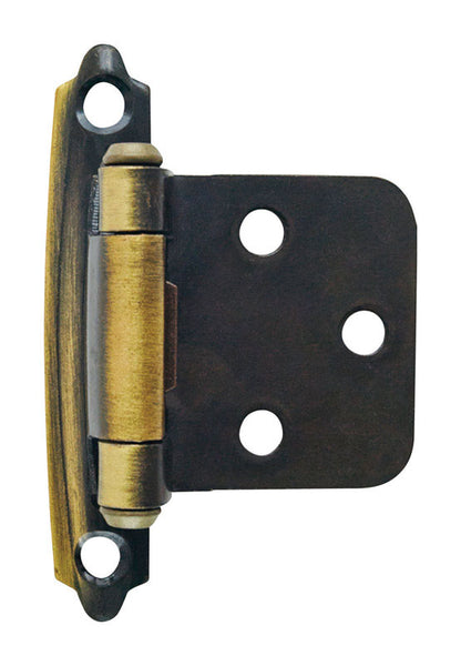 Bisagra de acero con cierre automático de latón antiguo Amerock de 1-13/16 pulg. de ancho x 2-3/4 pulg. de largo, 2 unidades (paquete de 25)