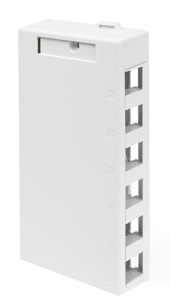 Leviton 252-41089-6wp Caja de montaje en superficie Quickport de 6 puertos, color blanco