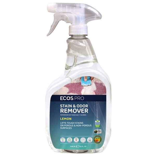Eliminador de olores y manchas con aroma a limón ECOS PRO, líquido de 32 oz (paquete de 6)