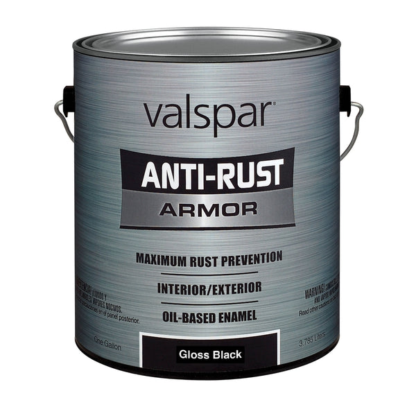 Pintura antióxido a base de aceite Valspar Anti-Rust Armor para interiores y exteriores, color negro brillante, 1 galón (paquete de 2)