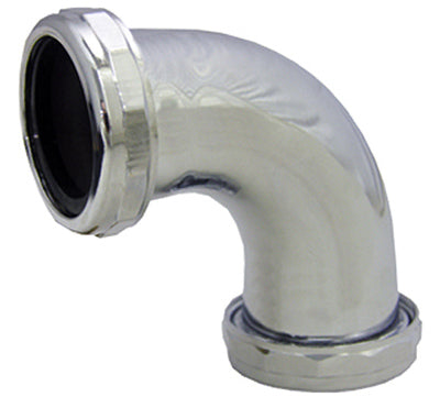 Pipe Fitting, Ell, 90-Degree, Slip Joint Elbow Ends, Chrome-Plated Brass, 1.5-In.