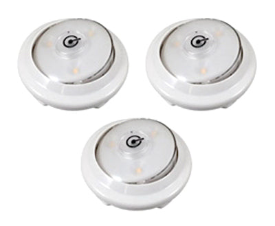 Luz LED inalámbrica tipo disco, color blanco, paquete de 3.