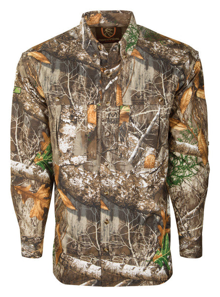 Drake Dura-Lite S Long Sleeve Men's Collared Realtree Edge Shirt
