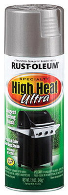 Pintura en aerosol resistente a altas temperaturas, plata semibrillante, 12 oz.