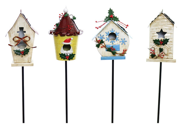 Casa para pájaros de hierro multicolor para jardín, para Navidad o invierno (paquete de 12)
