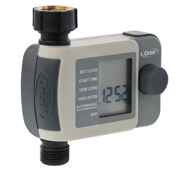 Temporizador de riego digital Orbit de 1 salida resistente al agua y de gran tamaño