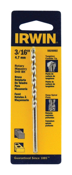 Irwin 3/16 in. x 4 in. L Tungsten Carbide Tipped Rotary Drill Bit 1 pc.