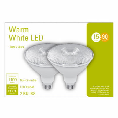 LED Outdoor Flood Light Bulbs, Bright White, Clear, 1200 Lumens, 15-Watts, 2-Pk.