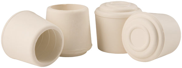 Puntas de goma para silla Waxman Consumer Group 4441455 de 3/4 pulgadas, color blanco, paquete de 4