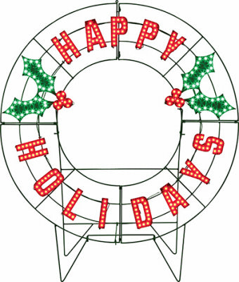 LED "Happy Holidays" Wreath, Outdoor, 40-In.