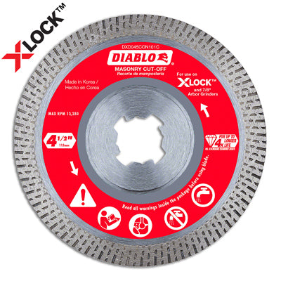 Disco de corte para mampostería Diablo X-Lock, continuo, 4,5 pulg.