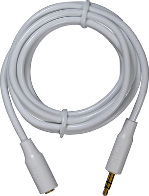 Cable de extensión estéreo, blanco, 3,5 mm, 6 pies.