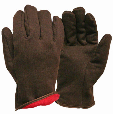 Jersey Winter Work Gloves, Brown Fleece Lined, Men's L
