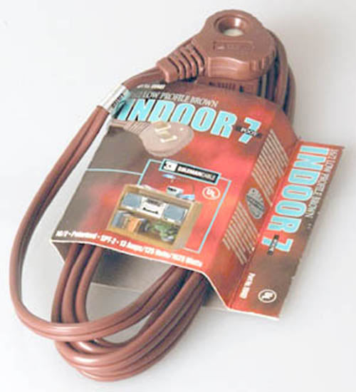 Coleman Cable 94078907 7' 16/2 Brown Slenderplug Indoor Cube Tap Extension Cord