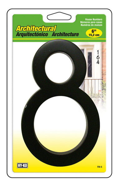 Hy-Ko 6 in. Black Brass Screw-On Number 8 1 pc