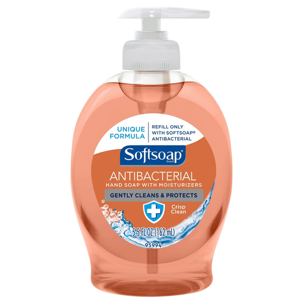 Jabón líquido antibacteriano para manos con aroma a limpio y crujiente Softsoap, 5,5 oz (paquete de 12)