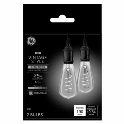 Vintage LED Bulbs, Smoke, 4-Watts, 190 Lumens, 2-Pk.