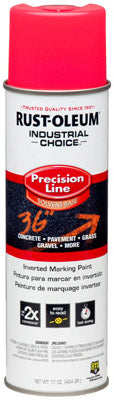 Pintura en aerosol para marcar Industrial Choice, línea de precisión, invertida, rosa fluorescente, 17 oz.