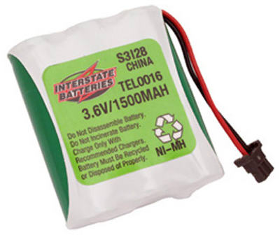 Cordless Telephone Battery, 3.6-Volt, 1500Mah Nimh