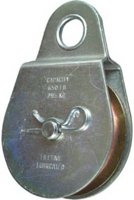 Fixed Eye Steel Pulley, Zinc Finish, 3-In.