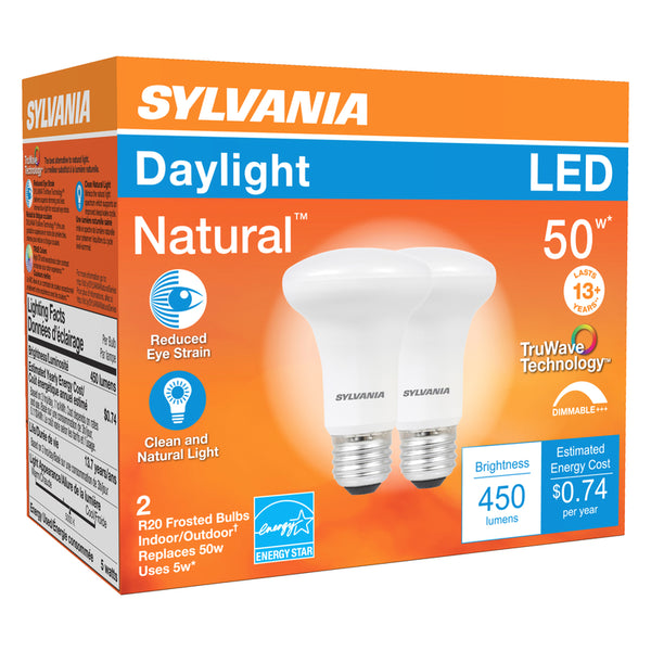Sylvania Natural R20 E26 (Medium) LED Bulb Daylight 50 Watt Equivalence 2 pk