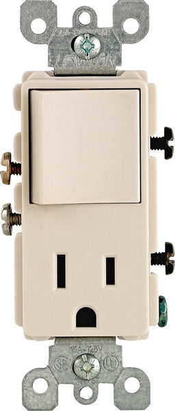 Leviton Decora 120 volt Light Almond Combination Outlet 5-15R 1 pk
