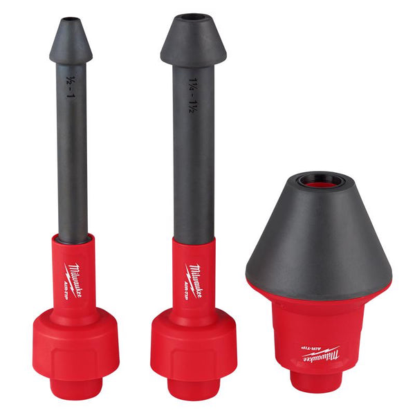 Kit extractor de conductos de taller AIR-TIP de Milwaukee de 1-1/4 pulg. a 2-1/2 pulg. Accesorio para aspiradora en seco y húmedo, 3 piezas