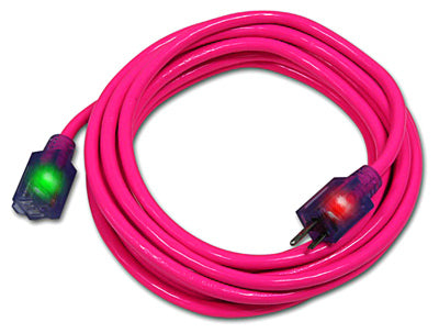 Pro Glo Extension Cord, Pink, 14/3, 100-Ft.