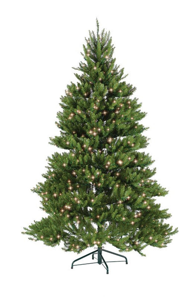 Árbol de abeto con bisagras de National Tree, luces transparentes, 600 luces, 7,5 pies, 2514 puntas