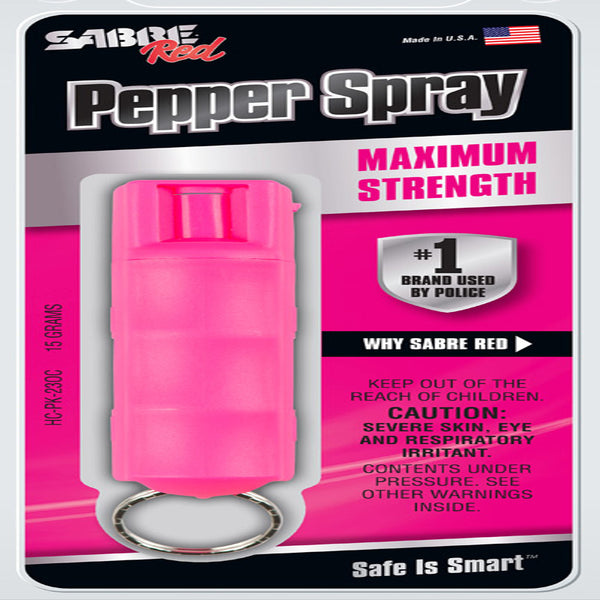 Spray de pimienta rojo Sabre de aluminio y plástico, color rosa