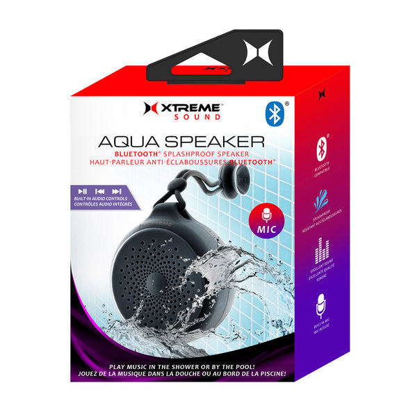 Altavoz de ducha inalámbrico a prueba de salpicaduras Xtreme Black Aqua con Bluetooth, micrófono y controles de audio