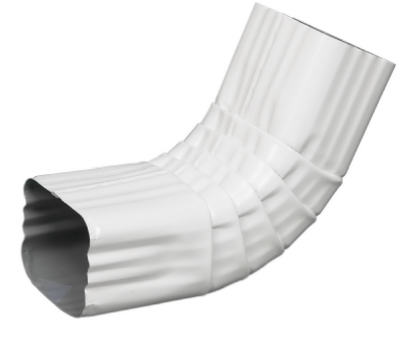 Codo frontal para canalón, estilo A, 75 grados, acero galvanizado blanco, 2 x 3 pulg.