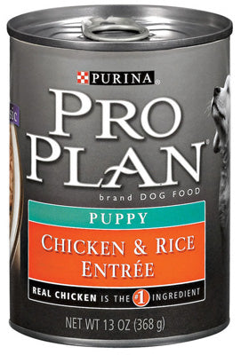Alimento para perros, cachorros, pollo/arroz, 13 oz.