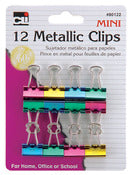 Charles Leonard Inc. 80122 Mini Metallic Binder Clips Assorted Colors 12 Count