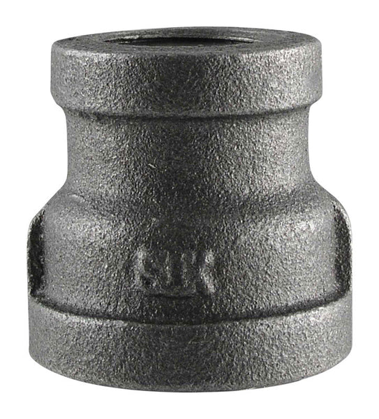 Pipe Decor 3/8 in. FIP T X 1/2 in. D FIP Black Malleable Iron Reducing Connector
