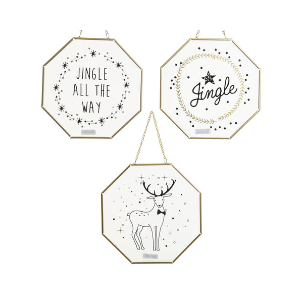 Adorno navideño para colgar en la pared Decoris, de metal transparente y vidrio, paquete de 1 (paquete de 12)