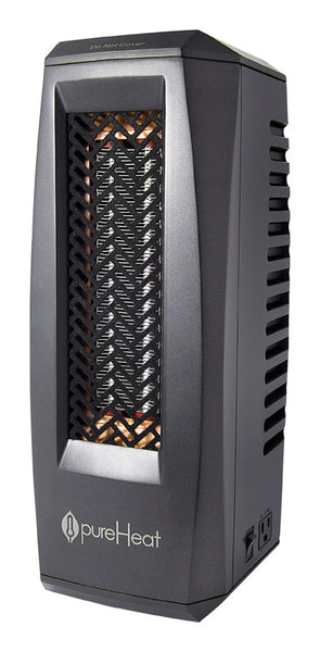 Calentador eléctrico portátil GreenTech de metal gris de 120 V y 3500 BTU, 13-3/4 de alto x 6 de ancho x 6 de profundidad.