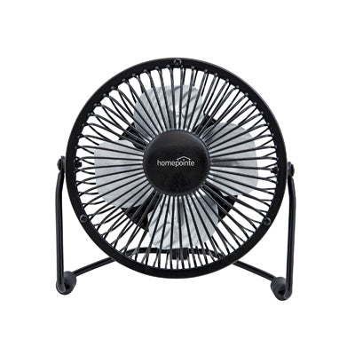 Ventilador personal de alta velocidad, USB/110 voltios, negro, 4 pulgadas.