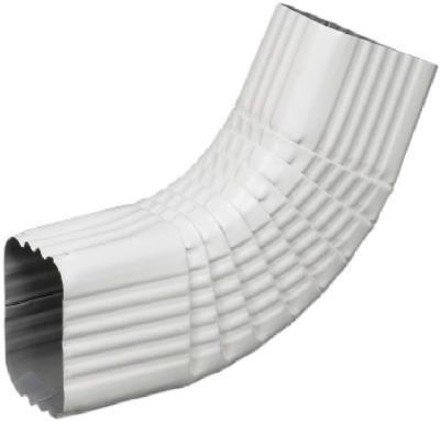 Codo lateral para canalón, estilo B, 75 grados, aluminio blanco, 3 x 4 pulgadas.
