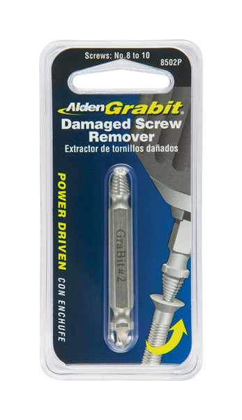 Extractor de tornillos de doble punta de acero Alden Grabit n.º 8-10, paquete de 1