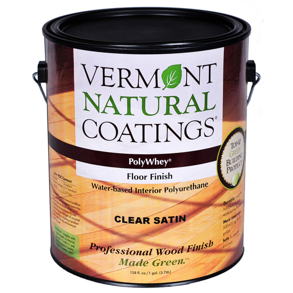 Acabado para pisos a base de agua PolyWhey Satin Clear de Vermont Natural Coatings, 1 galón (paquete de 4)