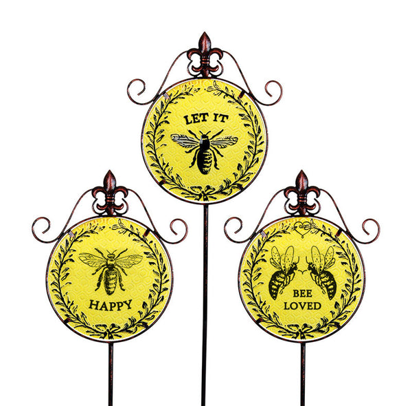 Ns Glas Bee Gdn Stk Asst (Pack of 9)
